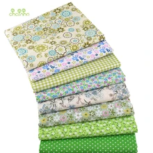 Chainho, 8 шт./партия, Зеленый цветочный, хлопок, Обычная тонкая ткань, Лоскутная Одежда для DIY шитья и шитья, жир четвертей материал, 50x50 см