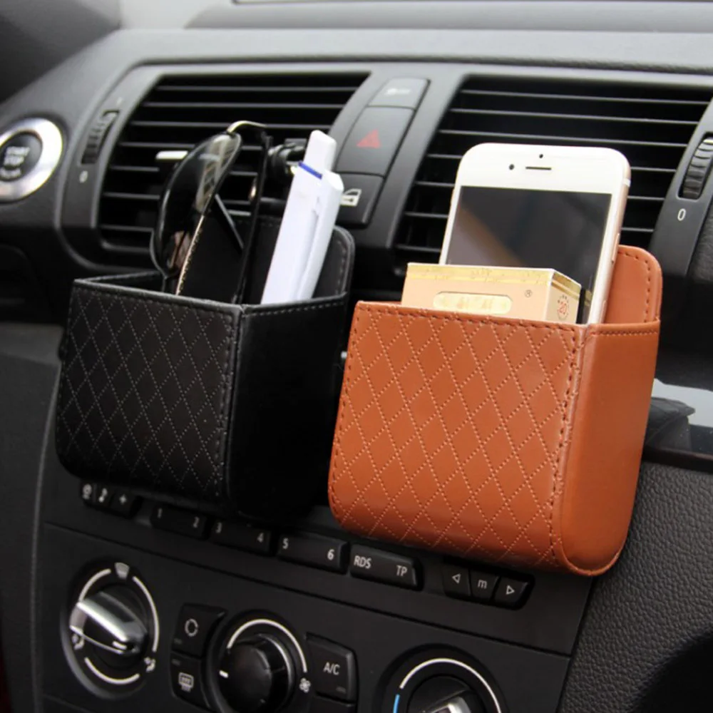 

Car Outlet Vent Seat Back Tidy Storage Box PU Leather Coin Bag Case Pocket Organizer Hanging Holder Pouch Automobile Accessories