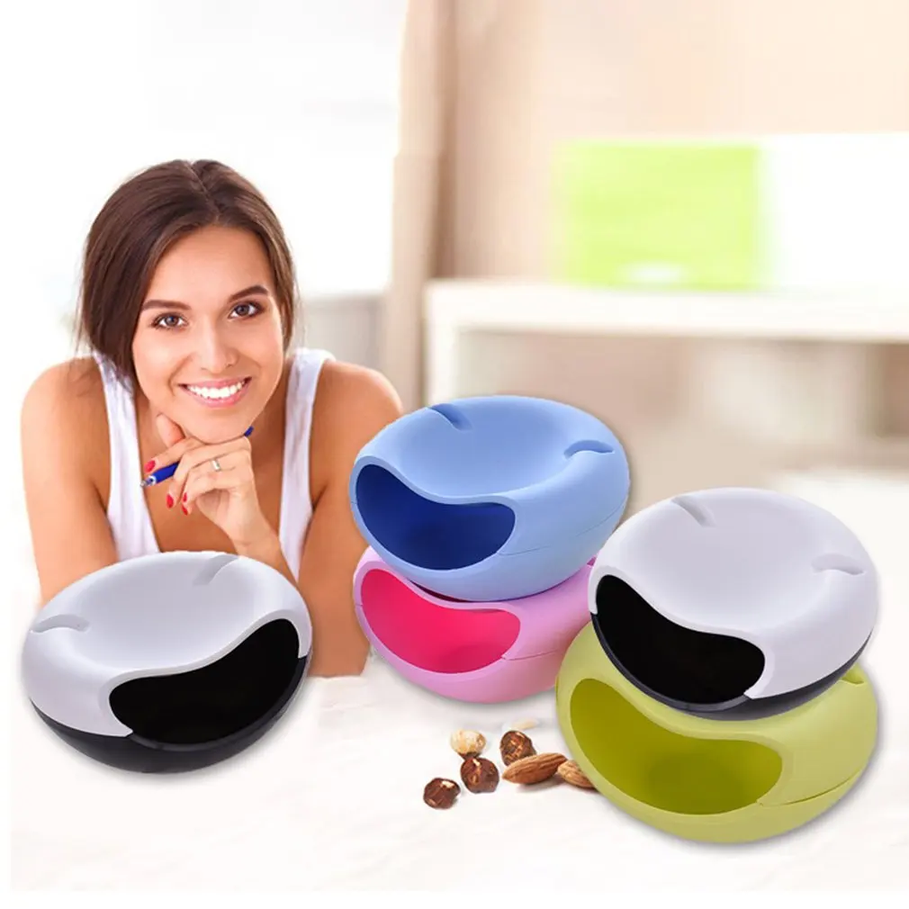 

Double Layers Melon Seed Dish Sitting Room Plastic Dry Fruit Basket Lazy Person Takes Melon Seed Magic Ware Dry Fruit Box