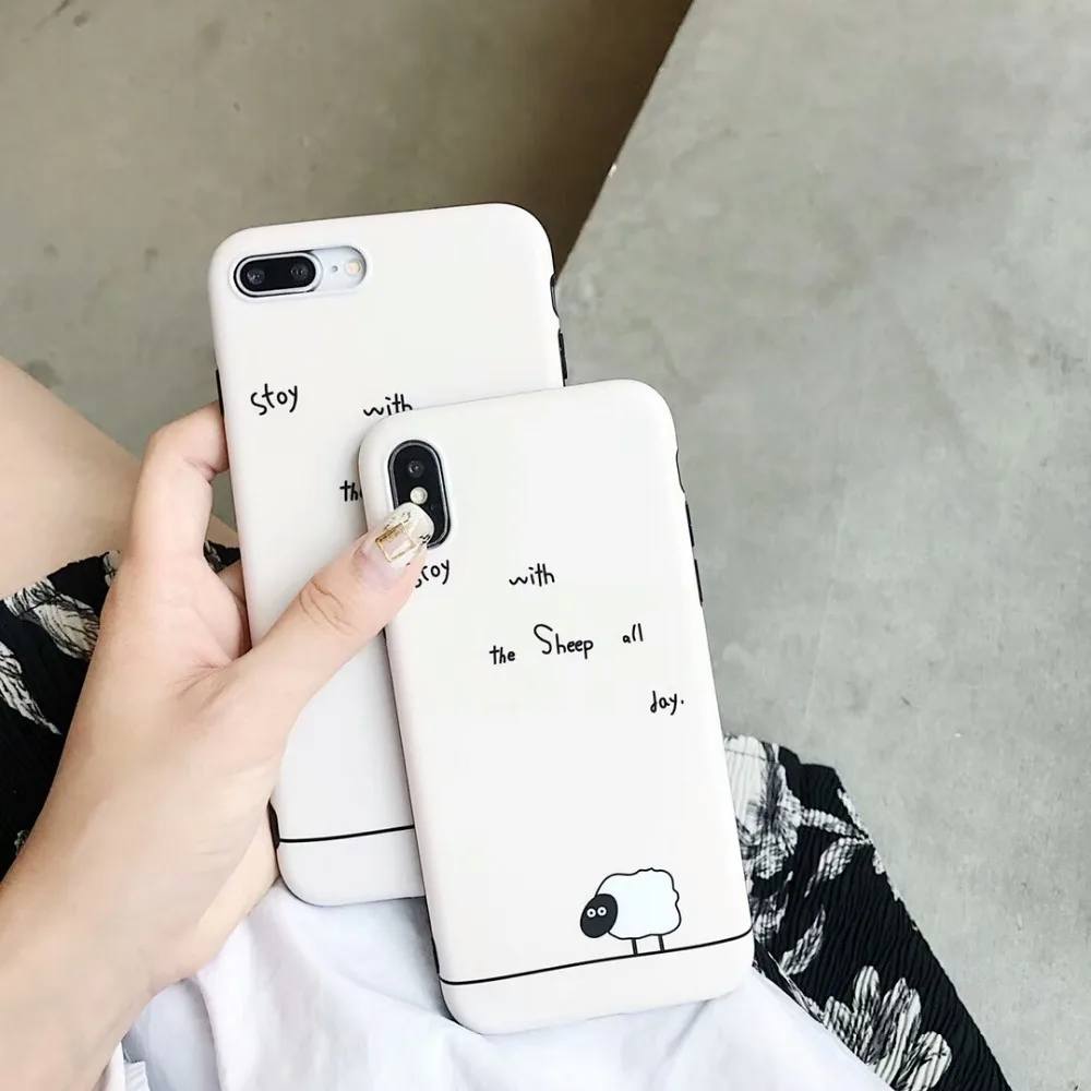Aoweziic Girl cartoon bare pink sheep for iphone X XS MAX XR mobile phone case 6S matte 7 8PLUS soft shell protective cover tide