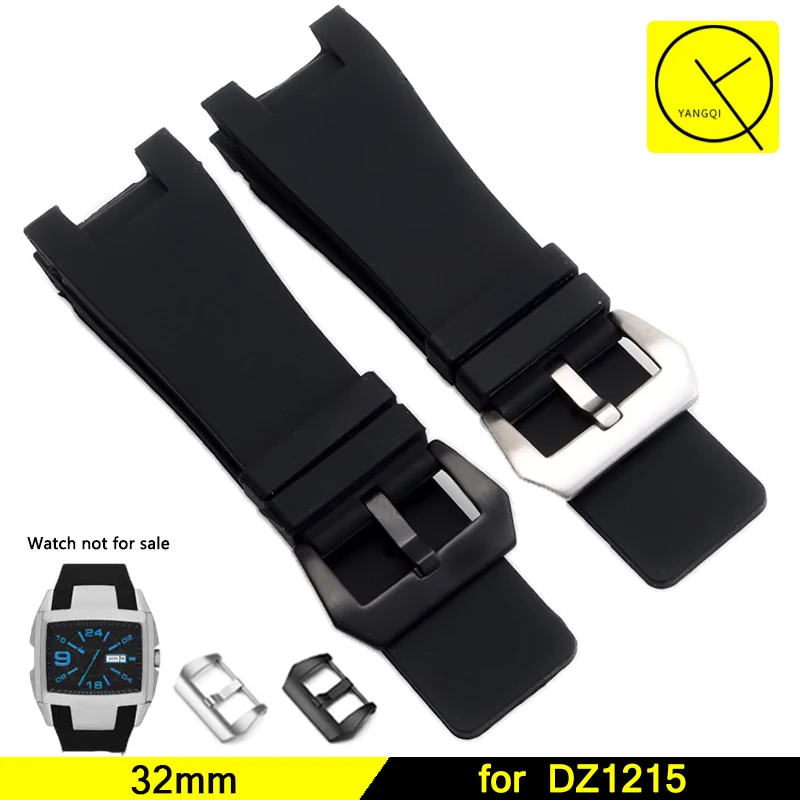 

32x17mm Silicone Rubber Watchstraps Stainless Steel Pin Clasp for Diesel DZ1216 DZ4246 DZ1215 Men Watch Accessories Bands+Tools
