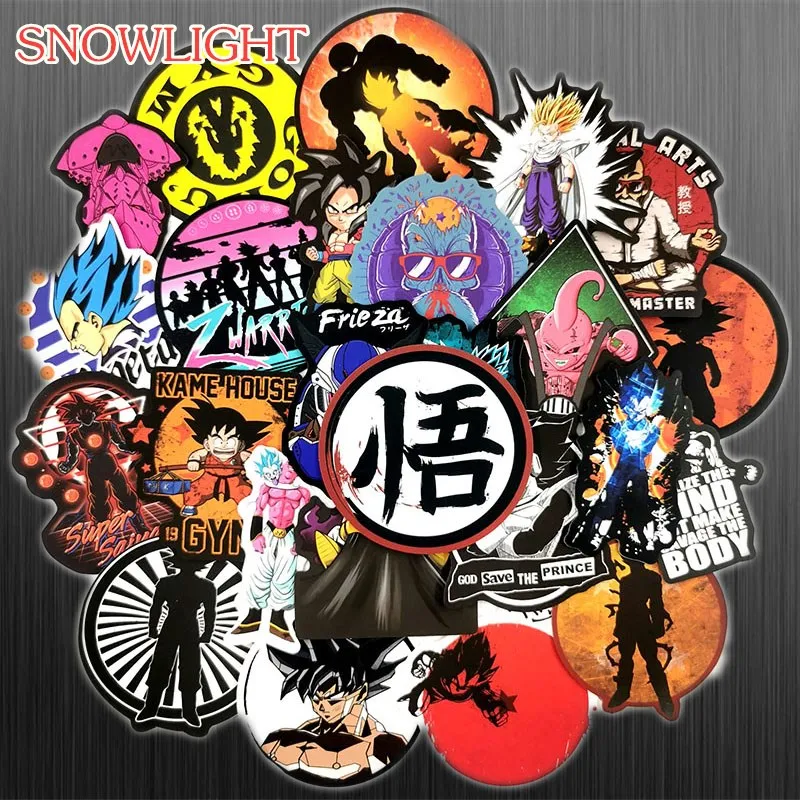 

50pcs Anime Dragon Ball Super Saiyan Mixed Cartoon Stickers On Mobile Phone Laptop Luggage Skateboard Bike Car Stickers