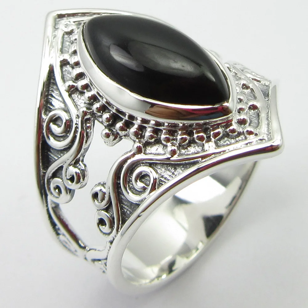 Твердые серебряные традиционные ювелирные изделия кольцо из черного оникса размер 7,75 уникальный дизайн