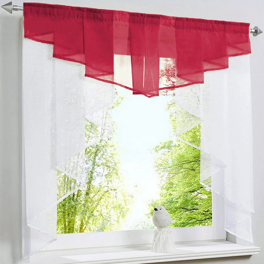 Римская штора балдахин для окна плиссированный дизайн строчка цвета Тюль балкон кухня панель полиэстер стержень карман 1 шт./лот - Цвет: Red