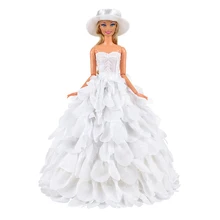 Red Pink New Evening Party Wedding Lace Baby Doll Long Tail Gift Present Clothes Set Accessories Dress Outfit For Barbie Girls leadingstar 20 pcs lot pink hangers dress clothes accessories for barbie doll pretend play new year girls gift zk15