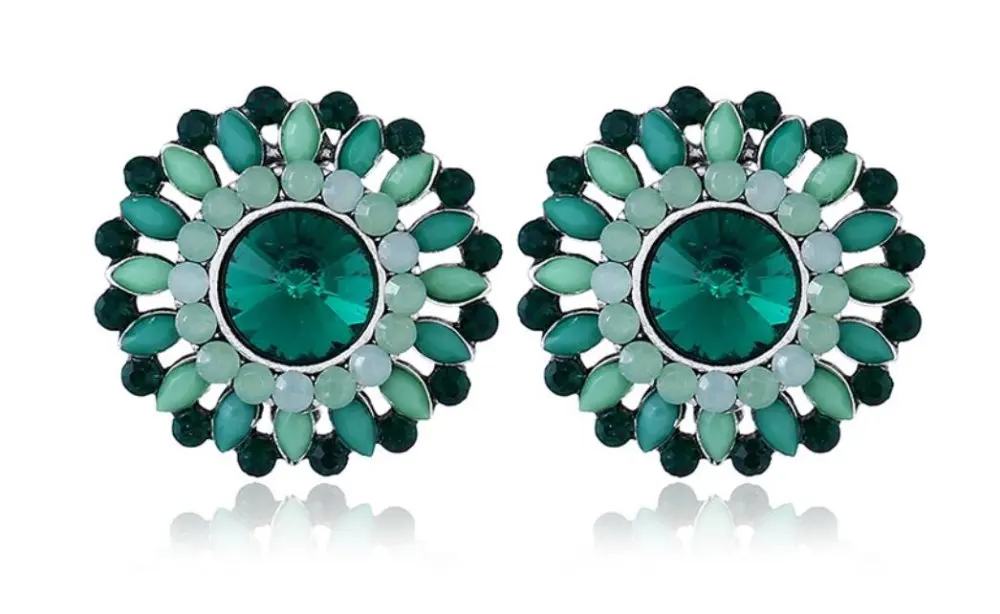 

fashion rhodium plated metal crystal stone 1.9cm round stund earring one pair xye280