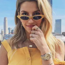 Винтажные женские маленькие овальные солнцезащитные очки кошачий глаз, брендовые дизайнерские ретро крошечные Овальные Солнцезащитные очки, женские солнцезащитные очки