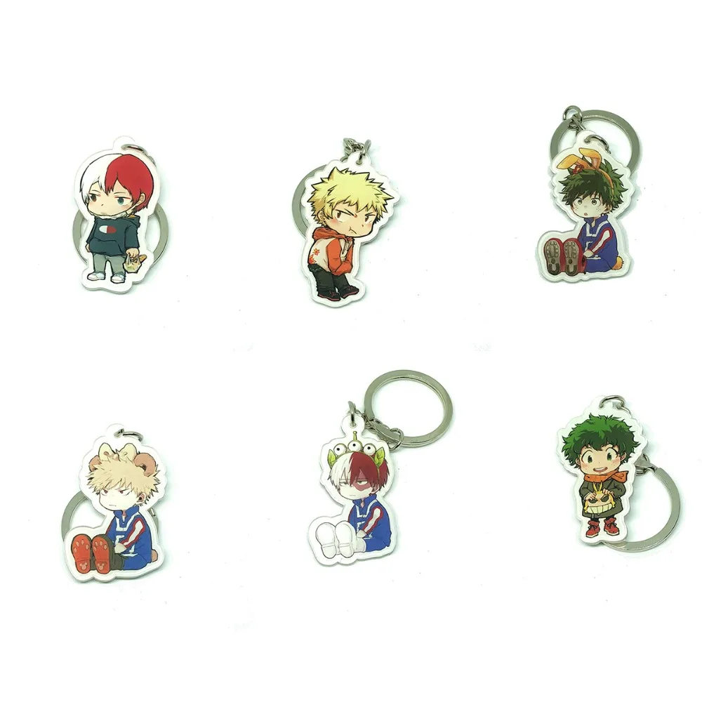 

Anime Keychain My Hero Academia Tiny Theirs Izuku Midoriya Boku no Hiro Shoto Todoroki DOubleside Keychains Keyrings