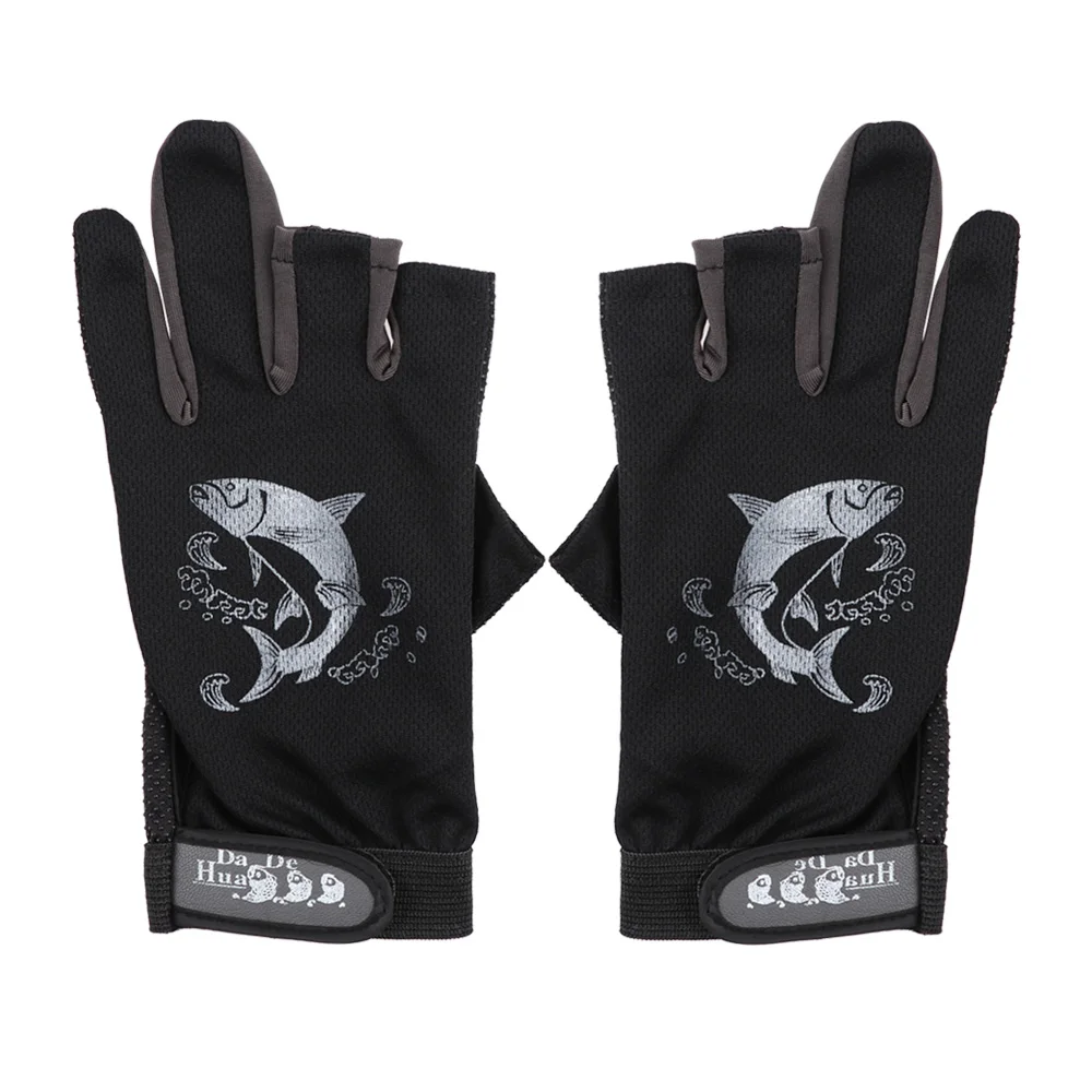 

1Pair Waterproof 3 Cut Finger Anti-slip Non-Slip Fishing Gloves Breathable Neoprene Cloth Sun Protection Fish Equipment Outdoor