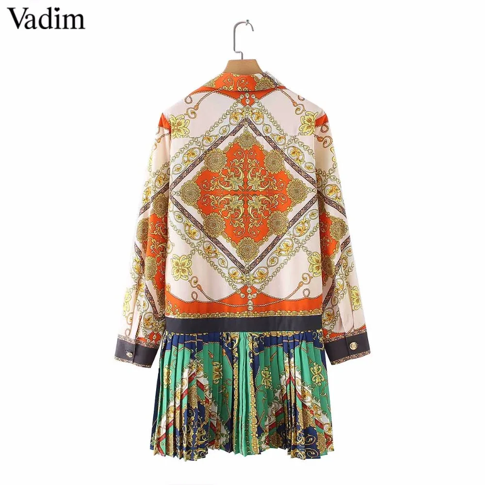 Женское плиссированное платье Vadim Повседневное с длинным рукавом и отложным