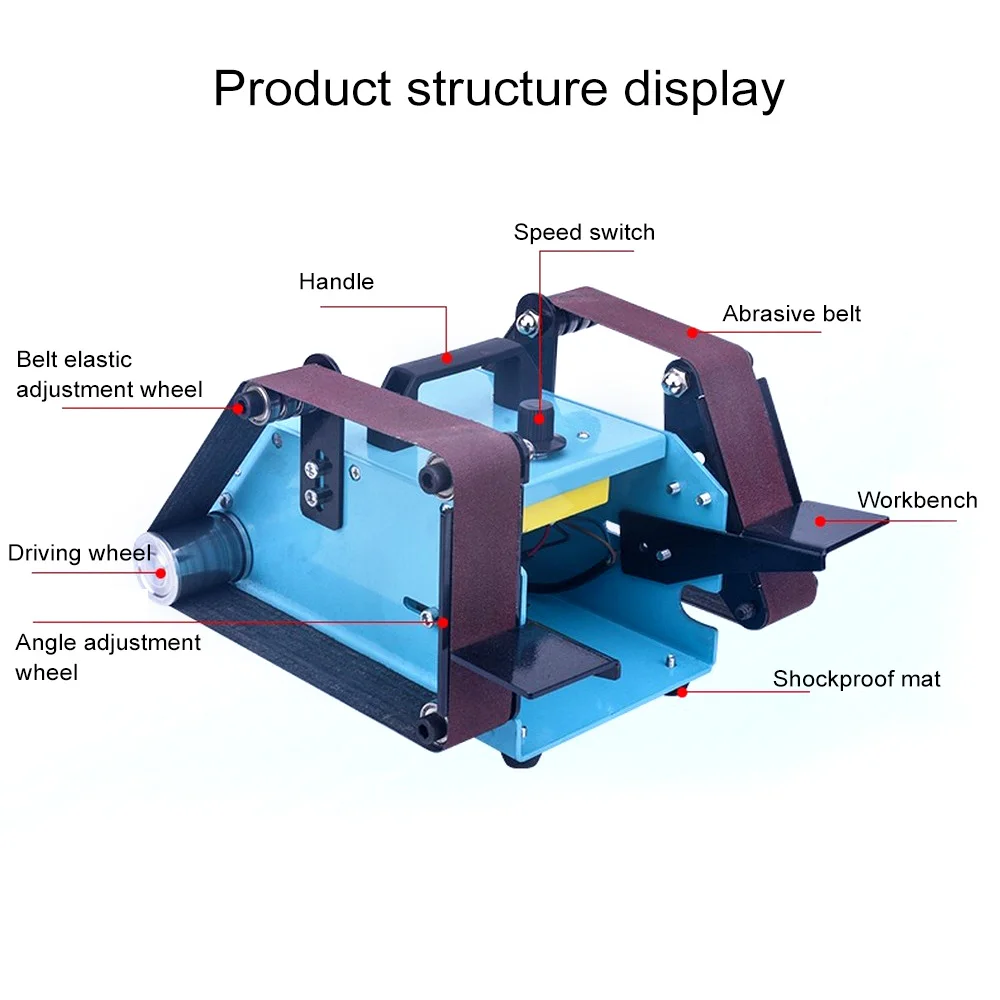 950W 220V Multi-function Electric Belt Sander Desktop Double-head Belt Sanding Grinding Machine Polishing Tool Power