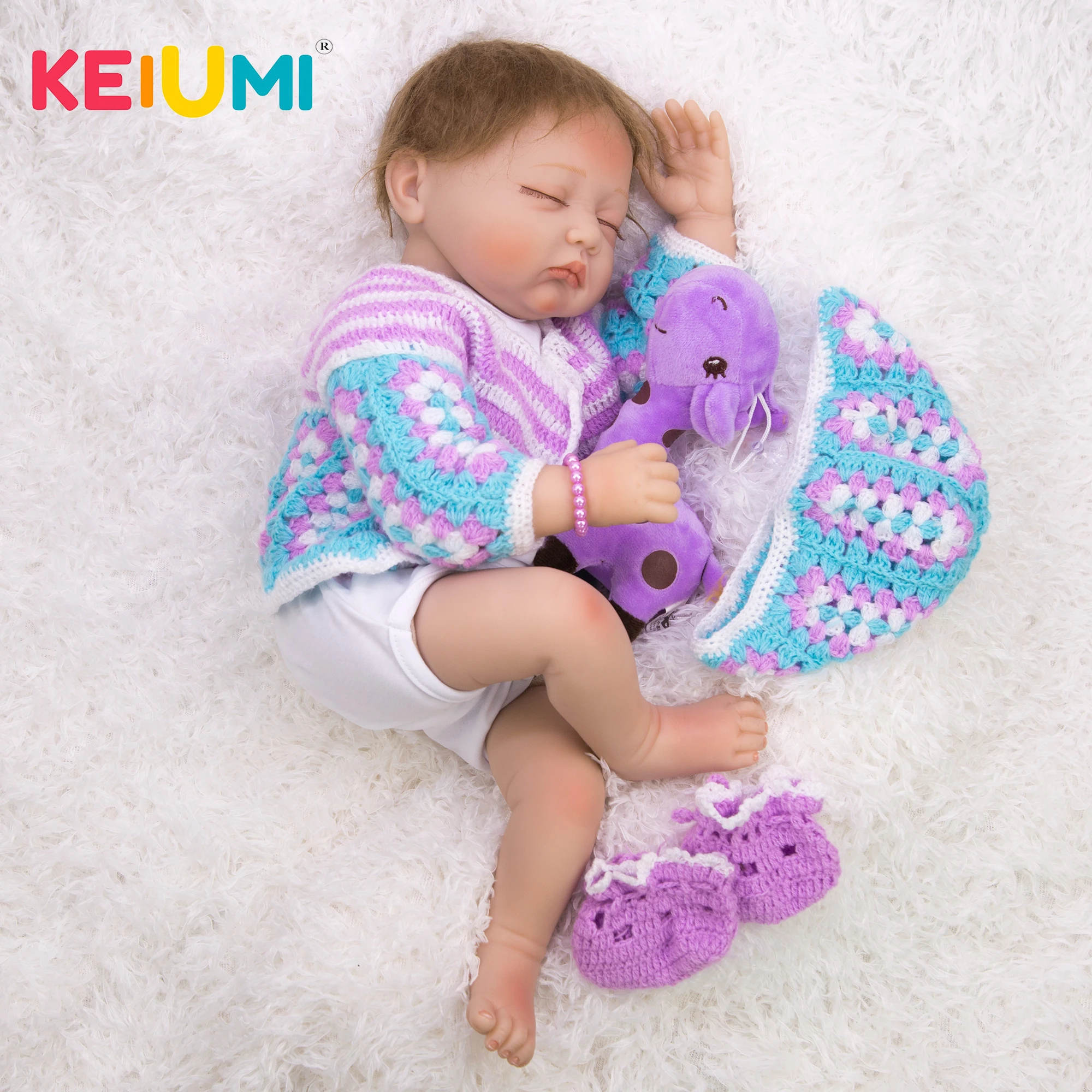 KEIUMI Clothe Body Reborn Baby Girl Doll 55 см 22 дюйма прекрасная кукла с закрытым глазом на