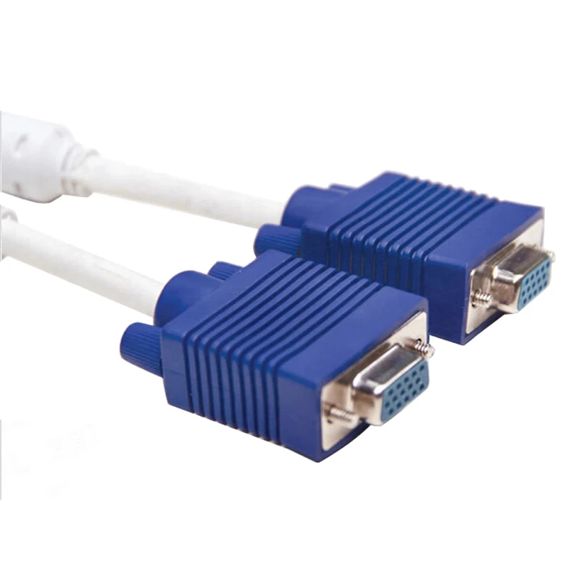 Computer to Dual 2 Monitor VGA Splitter Cable Video Y Splitter 15 Pin Two Ports VGA Male to Female 1