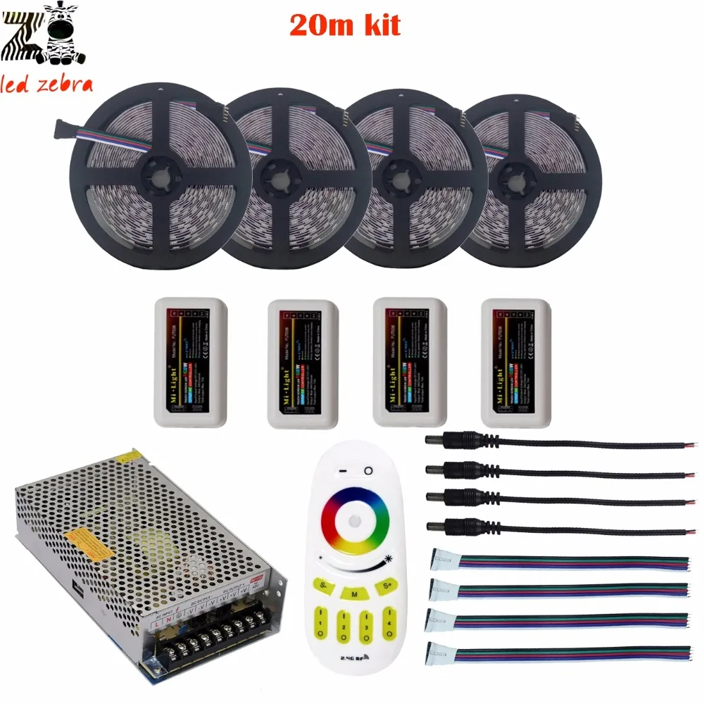 

Hightlight 5~20m 5050 SMD rgbww led strip light dc12v+mi.light 2.4G led controller+remote led controller+dc12v led power supply