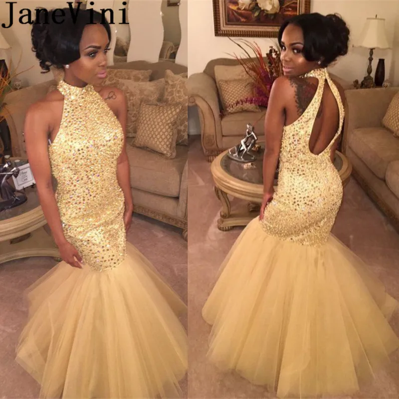 crystal mermaid prom dress