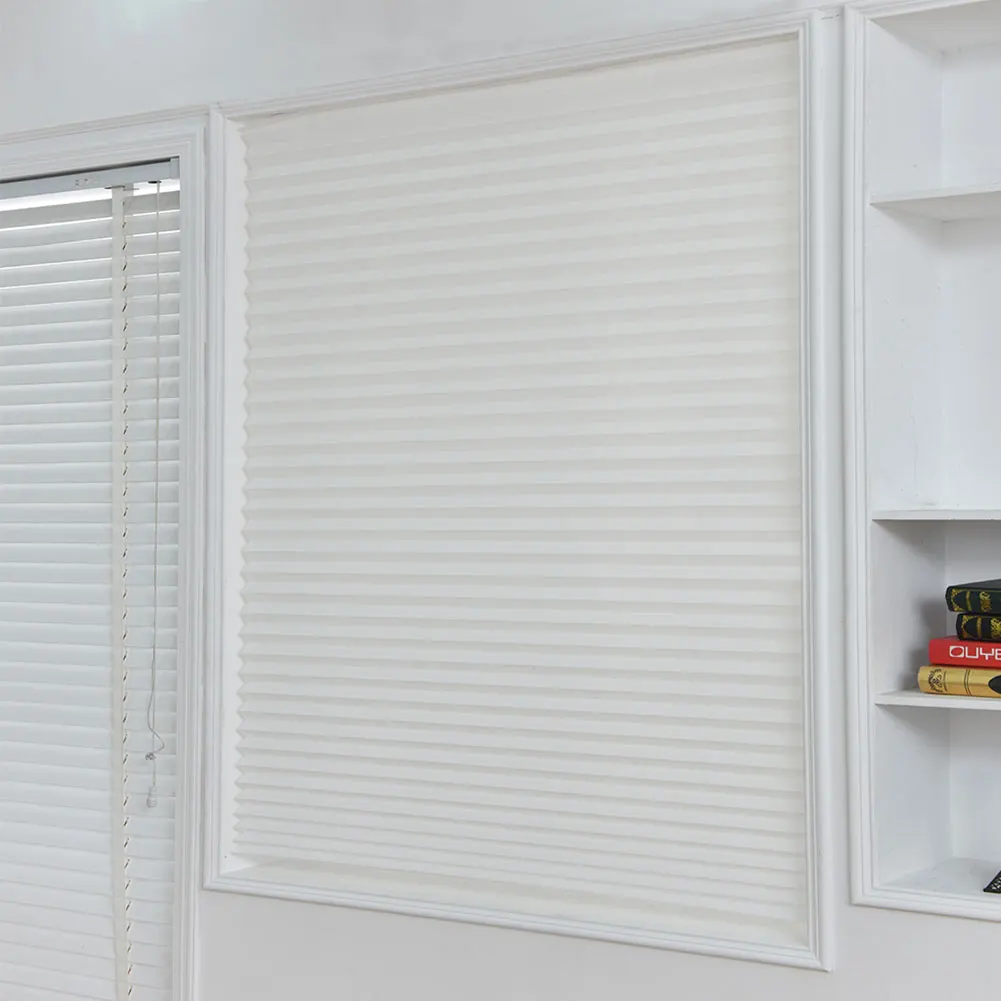 

Self-Adhesive Pleated Blinds Safety Half Blackout Windows Curtains For Bathroom Balcony Shades Kitchen Coffee/Office Window Door
