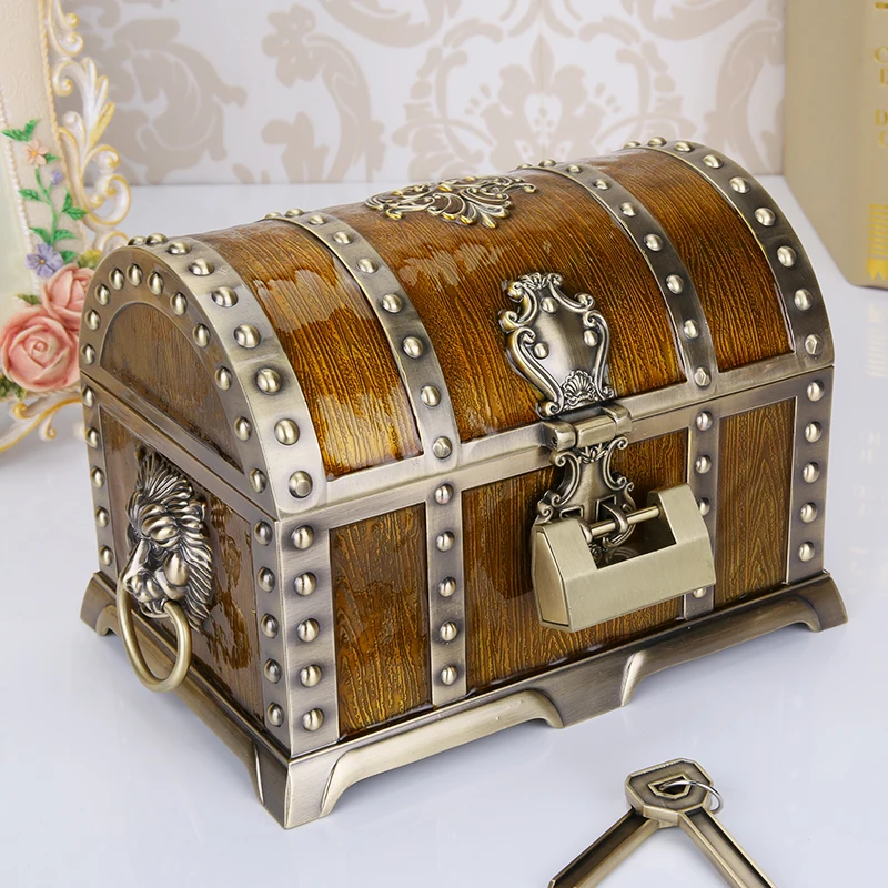 Jewelry box European style retro high-grade jewelry box with locks Jewelry box Jewelry box Jewelry collection box dowry dowry ac