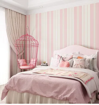 

Modern PINK Blue Striped Non-woven Wallpapers Roll For Living Bedding Children Room Wall Paper Wall Papel De Parede 10MX53CM