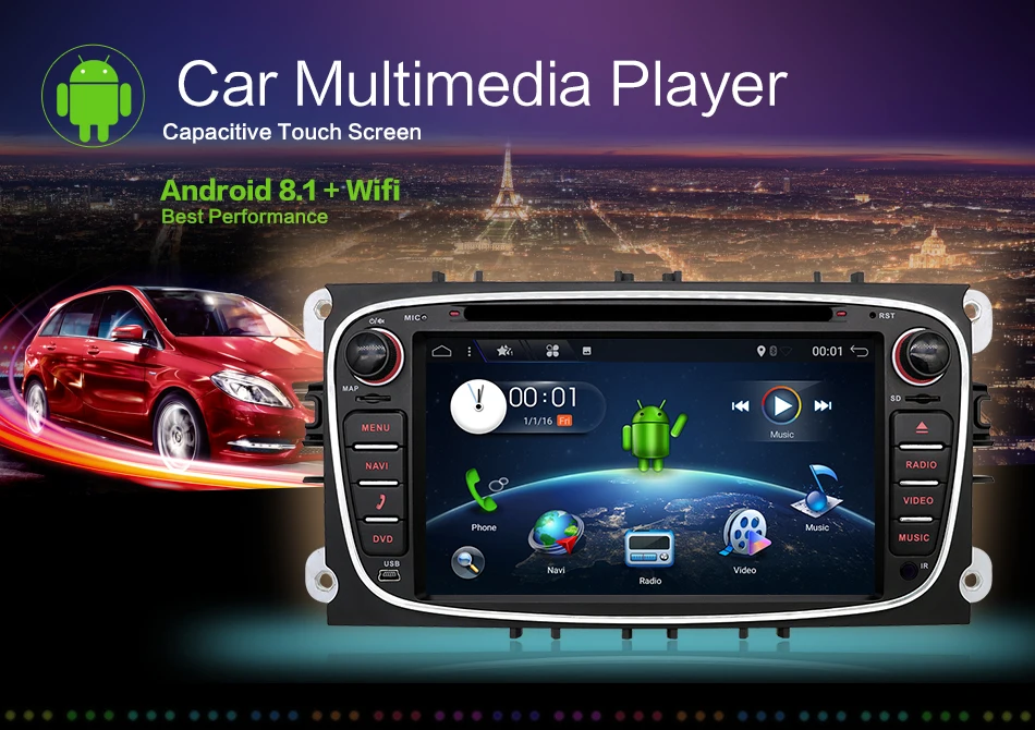 Best Bosion Android 9.0 Car Multimedia Player GPS 2 Din Octa Core car dvd for FORD/Focus/S-MAX/Mondeo/C-MAX/Galaxy wifi car radio GPS 0