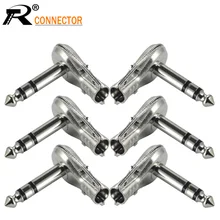 4 шт. металлический прямоугольный разъем(под углом 90 градусов), 6,35 мм 3 полюс стерео разъем 6,35 мм гитары Phono блин 1/4 дюйма разъем