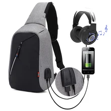 Usb зарядка Водонепроницаемая тканевая музыкальная многофункциональная Диагональная Сумка через плечо нагрудная сумка Противоугонный ремень сумка легкая