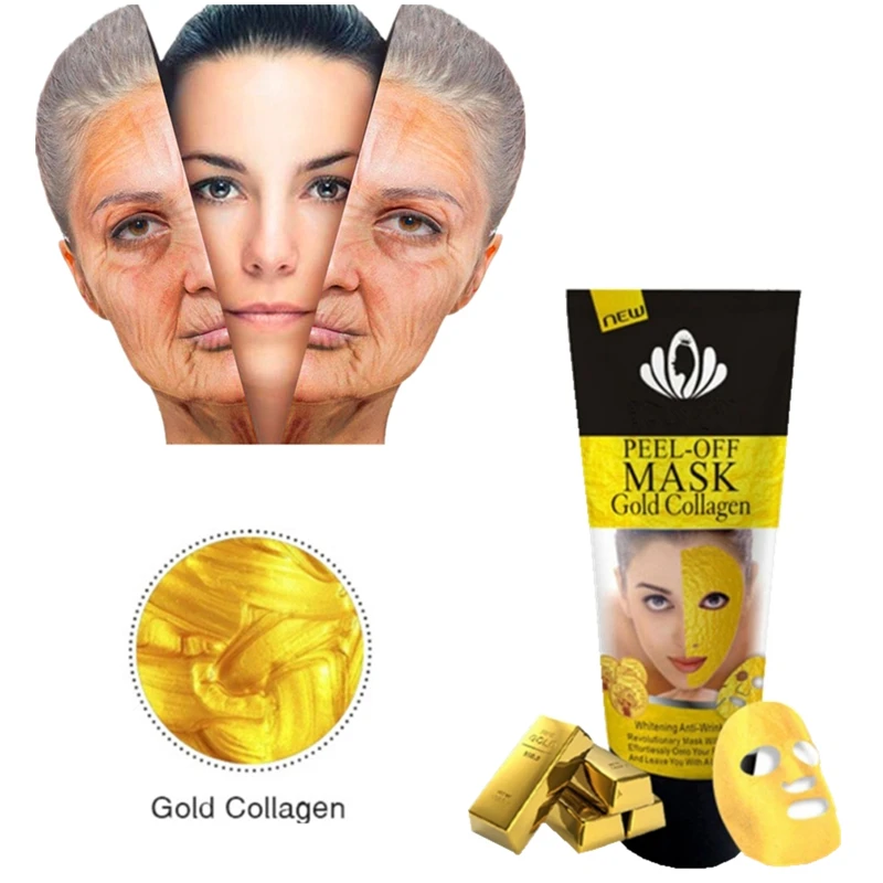 

Gold Mask Collagen Face Mask Anti Aging Whitening Wrinkle Lifting Smooth Tear Peel Off Masks Skin Care 120g