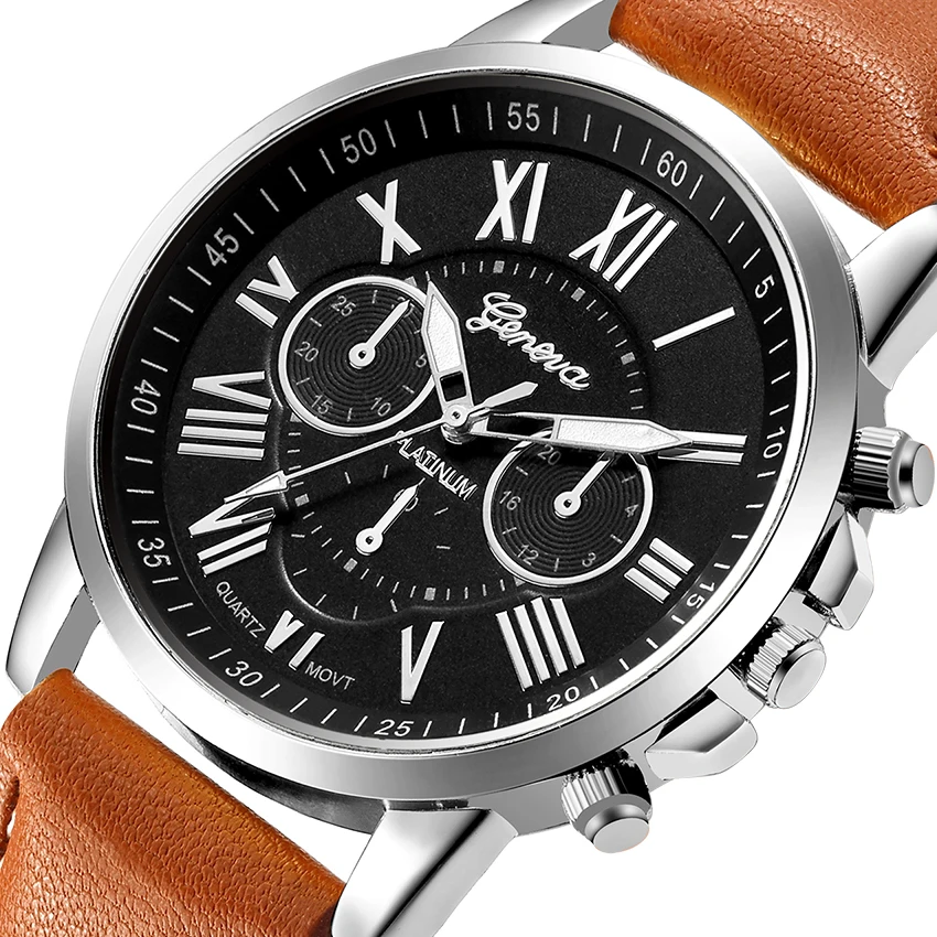 Men Business Watch Fashion Simple Style Cheap but Exquisite Leather Strap Wrist Geneva Movement Male Clock Dropshipping | Наручные часы