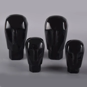

Obsidian Statue Poker Face Figurine Natural Human Head Skull Hand Craft Gemstone Reiki Ornament Art Collectible Healing Stone