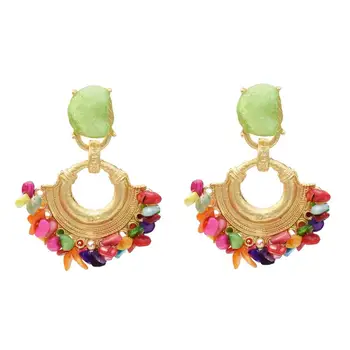 

Unique Boho Colorful Acrylic Beaded Stone Drop Earrings for Women Statement Jewelry Wedding Party Beach Accessories pendientes