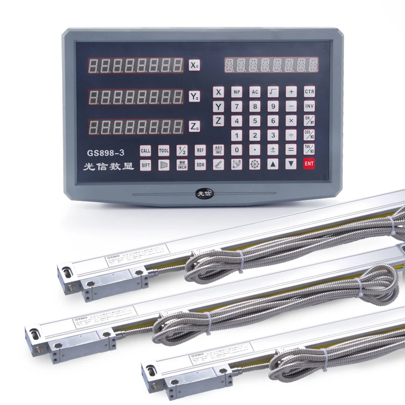 

Free shipping GSWO 3 Axis Milling Lathe DRO Digital Readout and 3 Pieces 0-1000mm Linear Scale With High Precision