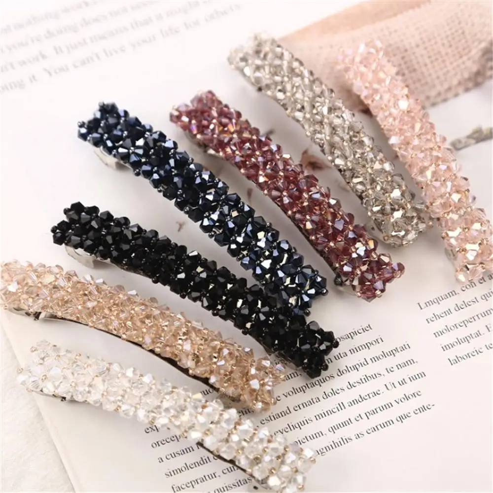 

1PC Fashion Women Girls Bling Headwear Crystal Rhinestone 6 Color Elastic Hair Clip Barrette Hairpin Simple Metal Hair Clips New