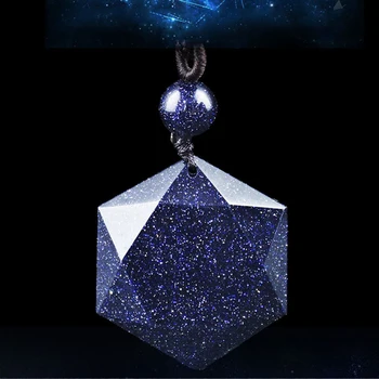 Blue Sand Hexagram Necklaces & Pendants Obsidian Star of David Pendant Lucky Love Crystal Jewelry Tantrism Necklaces Party Gifts