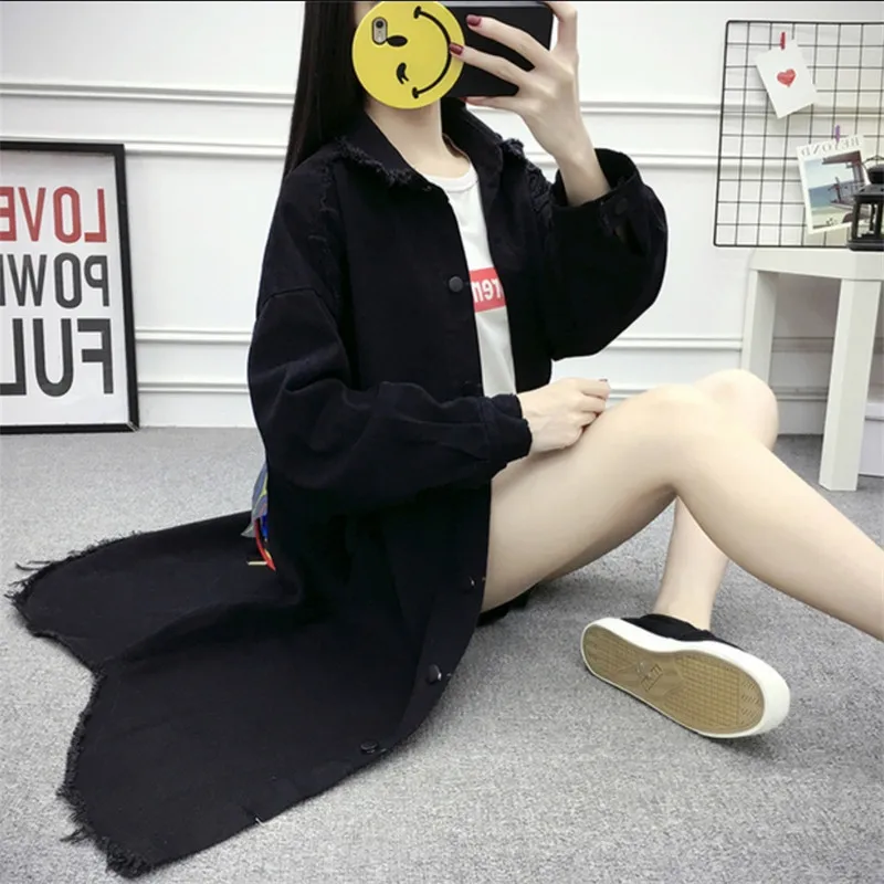 Весенне осенние женские толстовки джинсовая куртка из денима Размеры 4XL