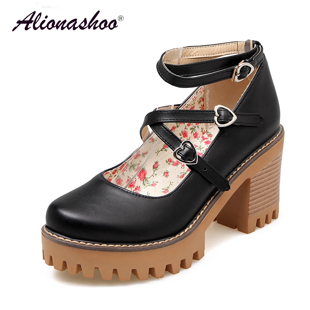 

2019 New Spring Black Leisure Dress Women Shoes Round Toe Platform High Heels Fashion Square High Heel Pumps For Ladies 34-43
