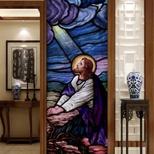 Декоративные стеклянные пленки Иисуса Христа самоклеющиеся/статические цепляются матовые витражные континентальные оконные пленки могут сделать индивидуальный размер J501