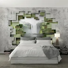 Beibehang 3d обои стереоскопический полигон геометрический бетонная стена водопад фото обои современные украшения дома обои