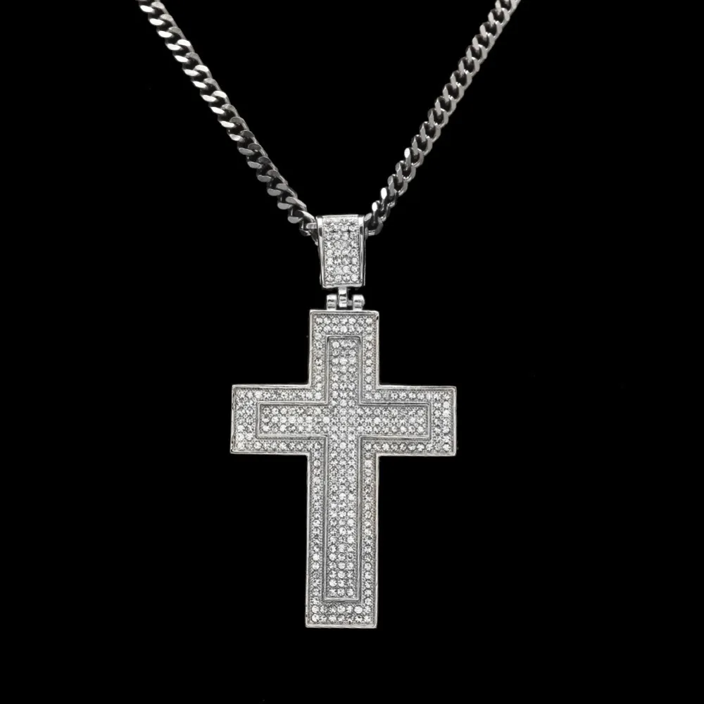 Bling bling Iced Out Micro Pave Full CZ Diamond font b Cross b font Pendant font