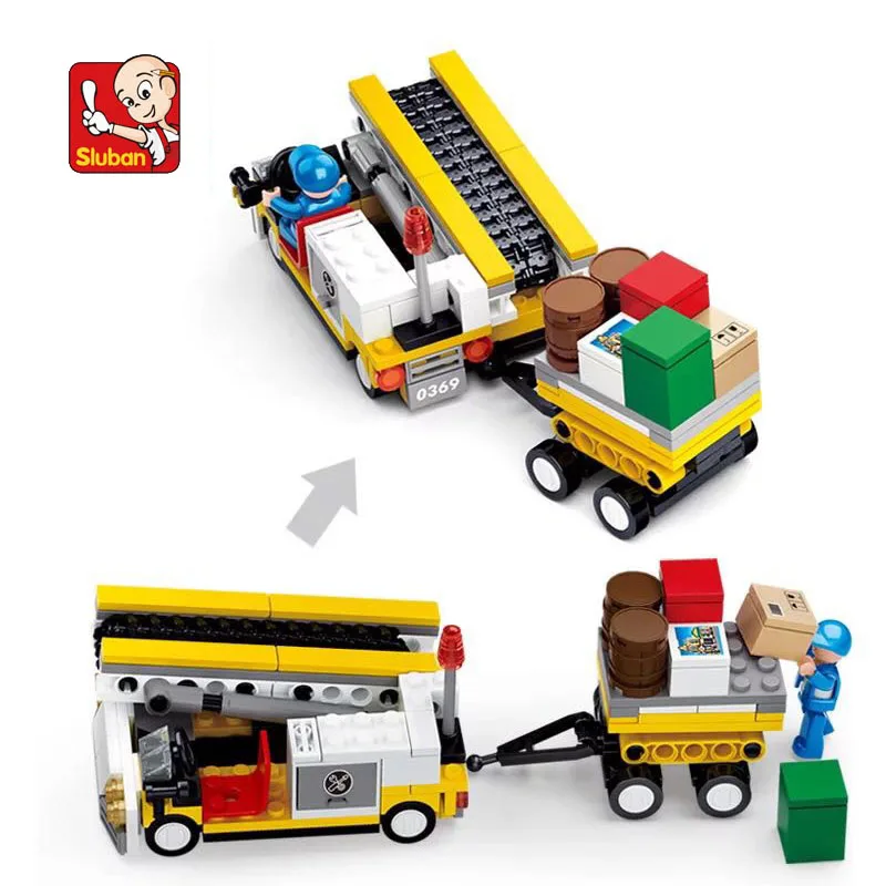 

222Pcs Aviation Aircraft Cargo Loader Model Building Block Toys Sluban 0369 Educational Gift For Children Compatible with lego