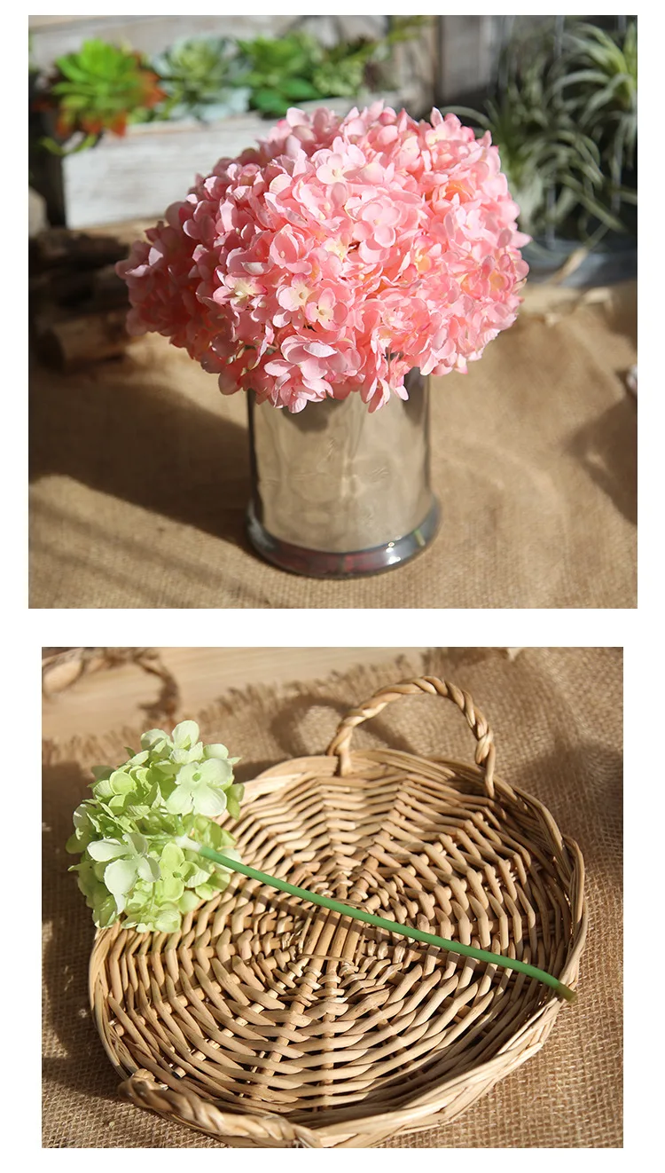 pink silk hydrangeas artificial flowers wedding flowers for bride hand silk Hydrangea fake flowers white home decoration (9)