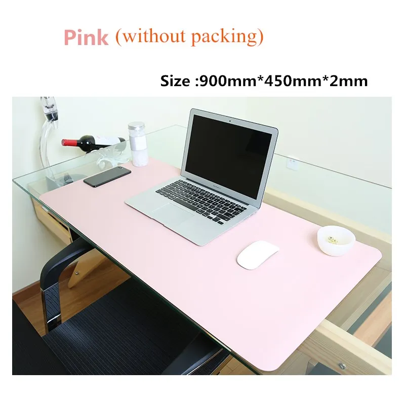 Кожаный коврик для мыши коврик водонепроницаемый размер огромный большой средний обычный маленький большой рабочий офис настольная клавиатура коврик игровой для Dota - Цвет: Pink 90x45cm