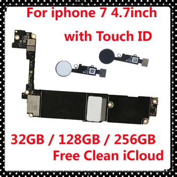 

32GB 128GB 256GB 100% original for iphone 7 IOS system mainboard Free Cloud Logic Board unlocked motherboard with / NO Touch ID