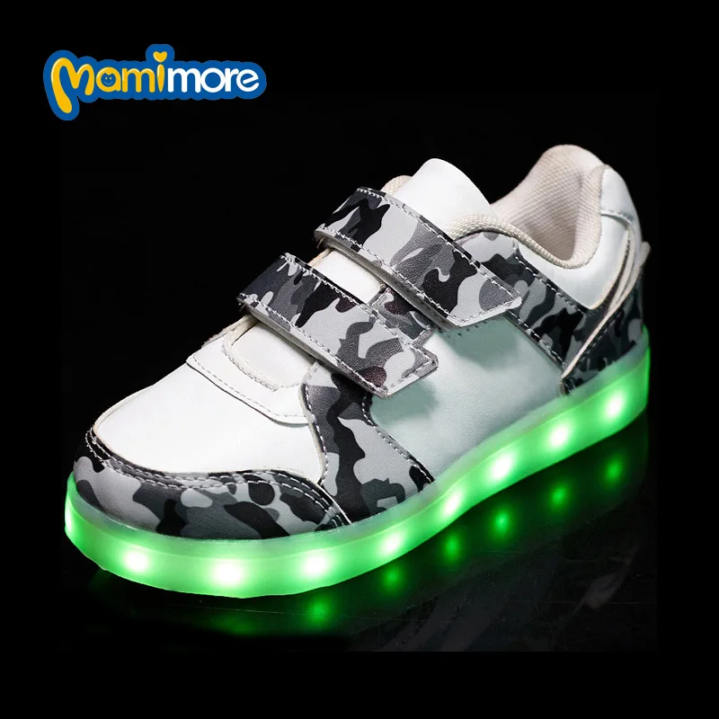 

Mamimore Camouflage Led Kids Boys Shoes Sneakers Glowing Sneakers 2017 Fashion USB Flashing Girls Lights Shoes Chaussure Enfant