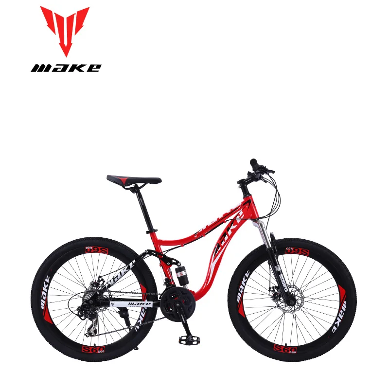 MAKE Mountain Bike Steel Frame Full Suspension Frame 24 Speed Shimano 26\ MAKE Mountain Bike Steel Frame Full Suspension Frame 24 Speed Shimano 26\