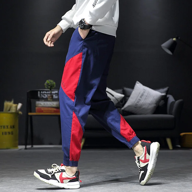 Большие размеры Pop Hip Популярные лоскутные брюки Брендовые мужские шаровары уличная Спортивные брюки Hombre 2019 модные брюки карго с принтом