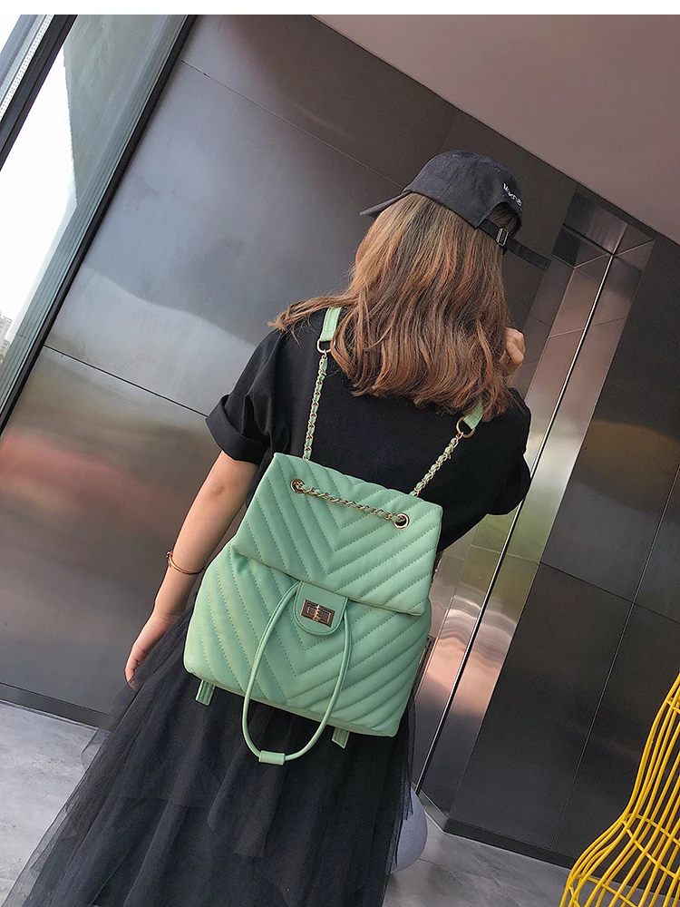 Европейский модный женский рюкзак, новинка, высококачественный Женский рюкзак из мягкой кожи, сумка на плечо с цепочкой, рюкзак для путешествий, школьные сумки