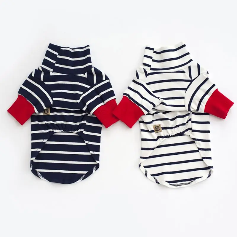 

Dog Shirt New Pet Dog Stripes Clothes Japanese And Korean Style Stripes T-shirt Cute Spring And Summer Pet Cotton Clothing