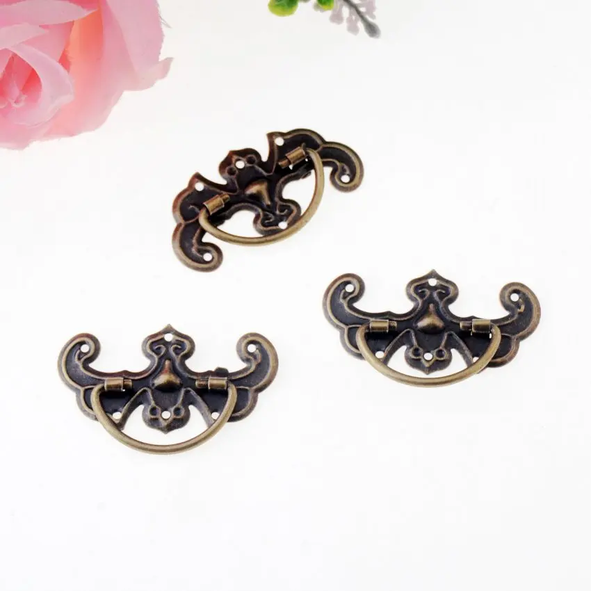 Free Shipping 10Pcs Antique Bronze Jewelry Gift Box Wood Case Decorative Drawer handle 44x27mm F1274