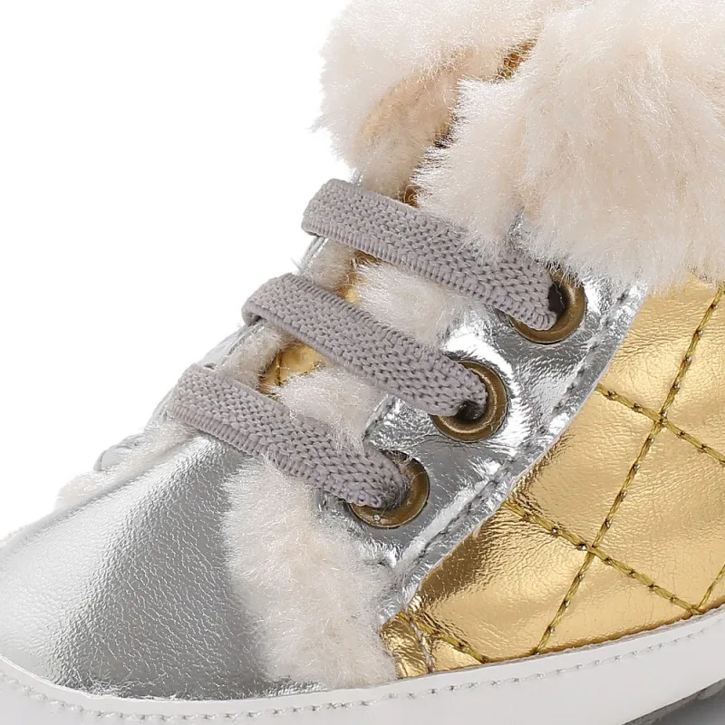 2 цвета для мальчиков и девочек милые для новорожденных Лоскутная зима теплая первые ходоки мягкой SoleInfant малыша Cack обувь