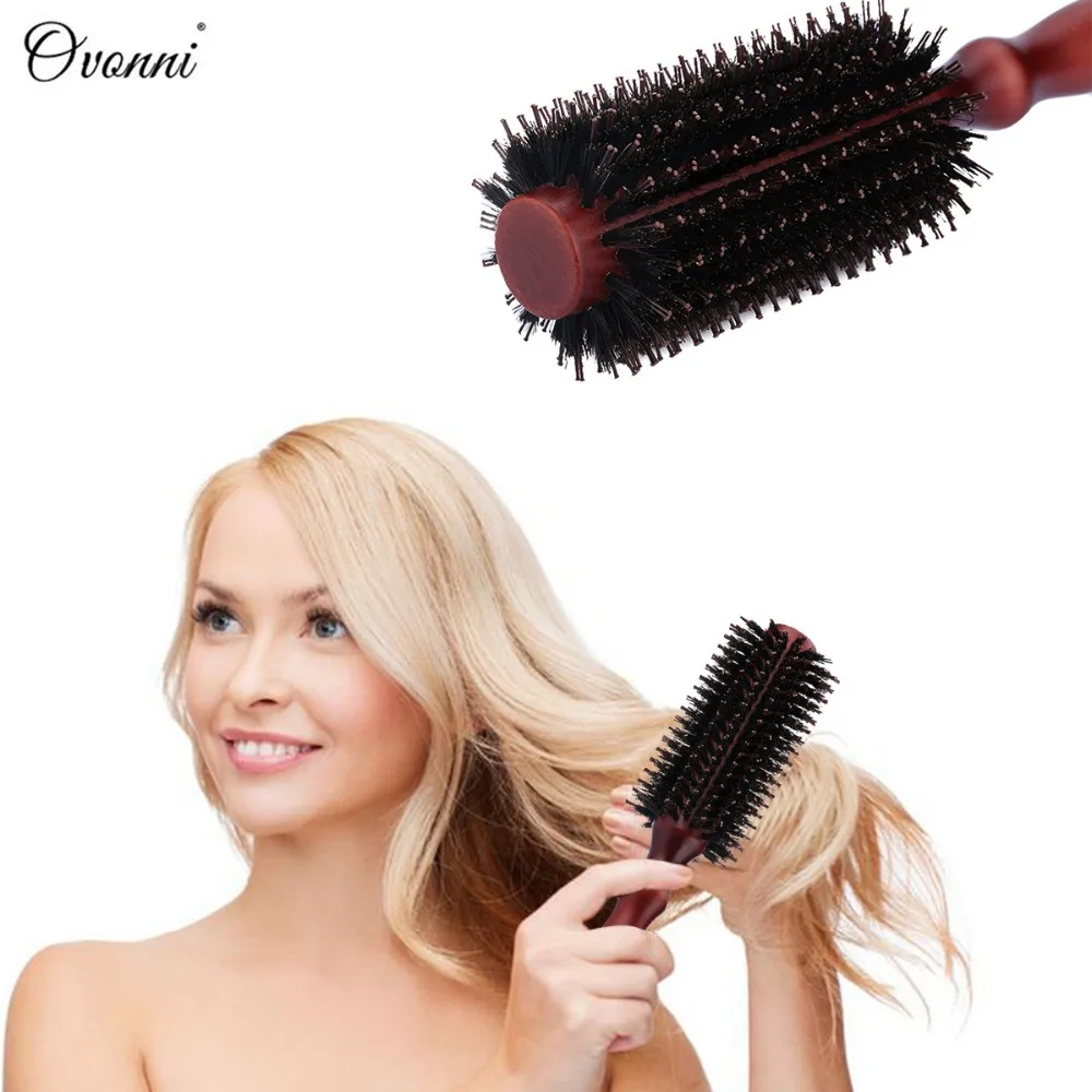 Ovonni Portable Protective Curly Hair Comb Round Brush 20 Row Round