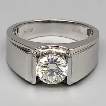 

Brand New 1 Carat 18K White Gold Moissanite Diamond Ring Luxury Classic Men Wedding Party Engagement Anniversary Ring 1 Ct 6.5mm
